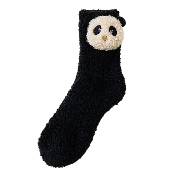 Yuanlong Womens Fuzzy Crew Socks Cute Cartoon Animal Coral Fleece Home Socks Fluffy Thick Fall Winter Sleep Socks