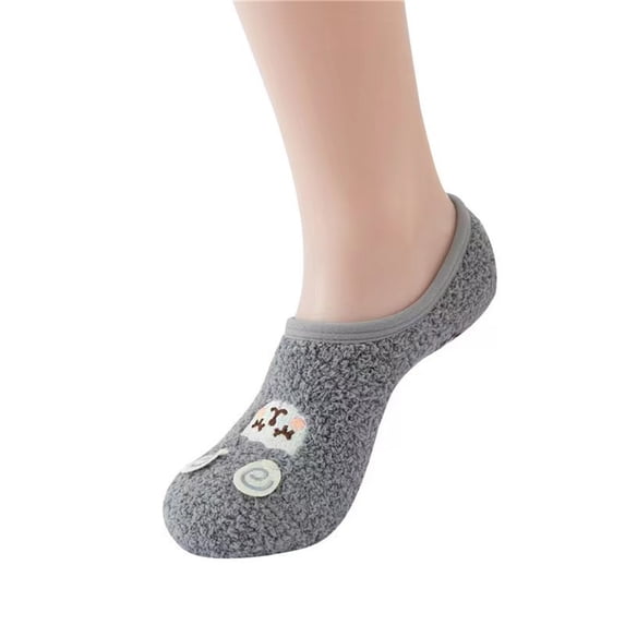 Yuanlong Womens Fuzzy Slipper Socks Soft Plush 3D Animal Face Low Cut Ankle Socks Fall Winter Novelty Cozy Footies