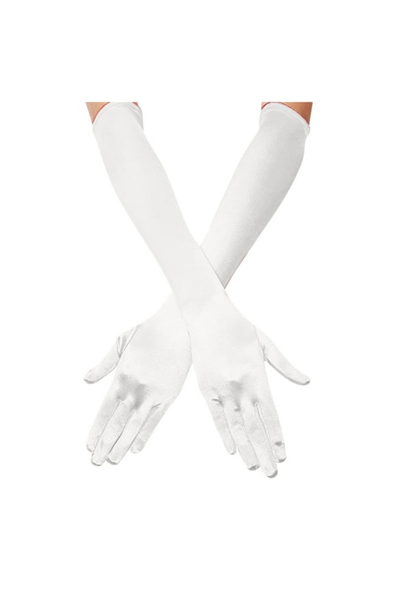 Womens Gloves Elegant Solid Color Elbow Length Satin Five Fingers Gloves For Wedding Evening Gown Opera Gloves