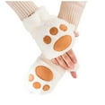 thumbnail image 1 of Yuanlong Womens Gloves Bear Paw Printed Flip Cover Cartoon Mittens Winter Cute Thermal Handwear Fingerless Gloves, 1 of 9