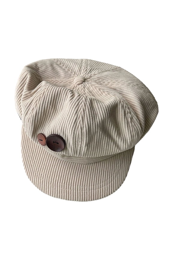 Womens Hat Corduroy Textured Button Plain Beret Hat Early Spring Valentine’s Day Casual Daily Wear Fashion Hats