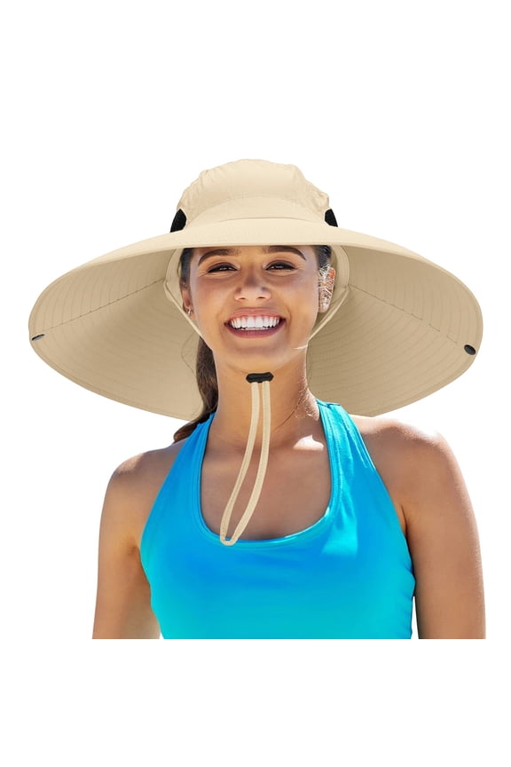 Womens Hat Oversized Wide Brim Windproof Chin Strap Sun Hats Spring Summer Beach Outdoor sun protection Lady Cap