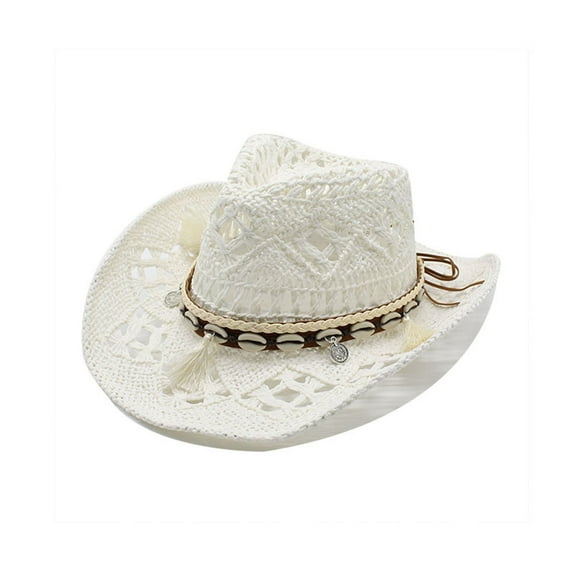 Yuanlong Womens Hat Woven Straw Cowboy Hats With Tassel Design Spring Summer Beach Wear Breathable Fashion Cap For Ladies