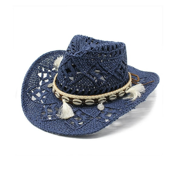 Yuanlong Womens Hat Woven Straw Cowboy Hats With Tassel Design Spring Summer Beach Wear Breathable Fashion Cap For Ladies