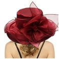 thumbnail image 1 of Yuanlong Womens Hats Oversized Wide Brim Leaf Flower Design Sun Hat Spring Summer Wedding Tea Party Elegant Cap For Lady, 1 of 5