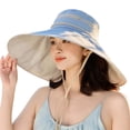thumbnail image 1 of Yuanlong Womens Hats Oversized Wide Brim Sun Hat Contrast Band Windproof Chin Strap Cap Spring Summer UV Protection Hats, 1 of 3