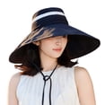 thumbnail image 1 of Yuanlong Womens Hats Oversized Wide Brim Sun Hat Contrast Band Windproof Chin Strap Cap Spring Summer UV Protection Hats, 1 of 3