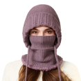 thumbnail image 1 of Yuanlong Womens Hats Winter Knitted Thick Fuzzy Lined Neck Warmer One Piece Beanie Caps Outdoor Skiing Thermal Scarf Hat, 1 of 4