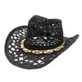 thumbnail image 1 of Yuanlong Womens Hats Woven Straw Cowboy Hat Shell Bead Tassel Design Spring Summer & Carnival Beach Casual Fashionable Hat, 1 of 3