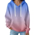 thumbnail image 1 of Yuanlong Womens Hoodies Gradient Design Long Sleeve Drawstring Hooded Sweatshirt Fall Streetwear Fashion Ladies Pullover Tops With Pockets, 1 of 4