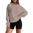 thumbnail image 1 of Yuanlong Womens Hoodies Long Sleeve With Pockets Basic Pullover Sweatshirts Autumn Winter Oversized Plain Blouse Tops, 1 of 5