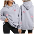 thumbnail image 1 of Yuanlong Womens Hoodies Oversize Pink Bows Pattern Hooded Sweatshirts Outdoor Sporty Long Sleeve Kangaroo Pocket Hoodies, 1 of 4