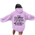 thumbnail image 1 of Yuanlong Womens Hoodies Oversized "I'M NOT CLUMSY" Printed Long Sleeve Hoodie Spring Streetwear Comfortable Sporty Clothes, 1 of 6