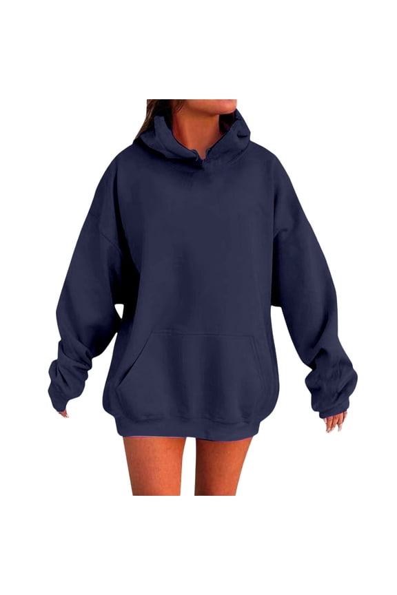 Womens Hoodies Spring Plus Size Solid Drop Shoulder Drawstring Hoodie Comfortable Sweatshirt Tops With Pockets