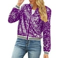thumbnail image 1 of Yuanlong Womens Jackets Autumn Ladies Notch Collar Zipper Patchwork Sequin Long Sleeve Jacket Streetwear Shiny Outwear Tops, 1 of 7