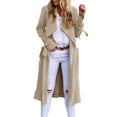 thumbnail image 1 of Yuanlong Womens Jackets Spring Autumn Belt Open Front Full Sleeve Long Trench Jacket Casual Windproof Coats With Pockets, 1 of 7