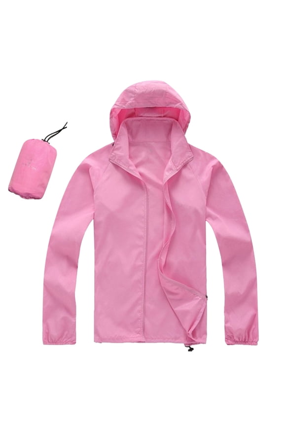 Womens Jackets Spring Autumn Plain Long Sleeve Hooded Thin Jacket Outdoor Hiking Lightweight Coats With Pockets