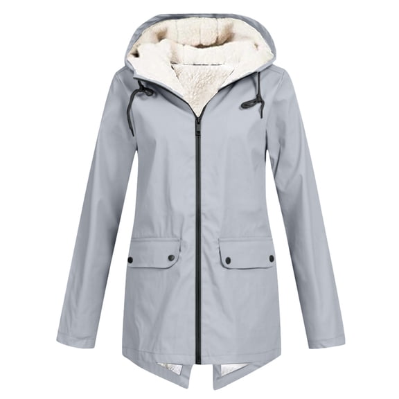 Yuanlong Womens Jackets Winter Warm Long Sleeve Zipper Hooded Thicken Fuzzy Lined Jacket Outdoor Windproof Coat With Pockets