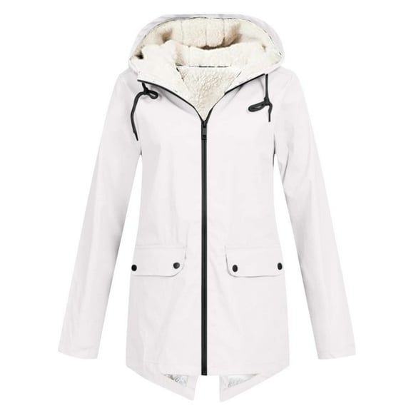 Yuanlong Womens Jackets Winter Warm Long Sleeve Zipper Hooded Thicken Fuzzy Lined Jacket Outdoor Windproof Coat With Pockets
