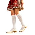 thumbnail image 1 of Yuanlong Womens Knee-High Socks Elegant Scalloped Solid Stockings Lightweight Breathable Party Hosiery, 1 of 7