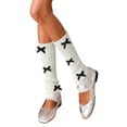 thumbnail image 1 of Yuanlong Womens Leg Warmers Ribbed Knit With Bow Detail Knee-High Stirrup Socks Stretchy Spring Wear Fashion Slouch Socks, 1 of 5