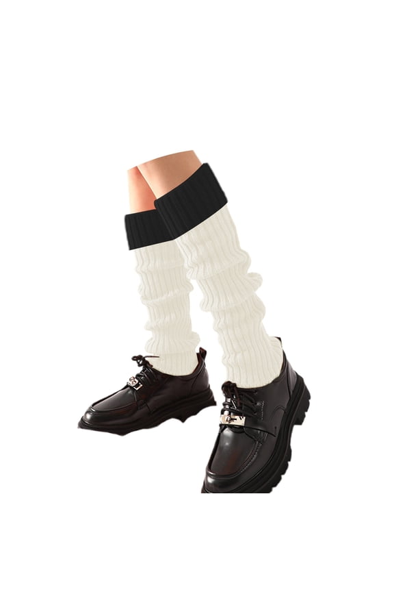 Womens Leg Warmers Ribbed Knitted Textured Over The Calf Slouchy Socks Stretchy Soft Spring Fashion Stirrup Socks