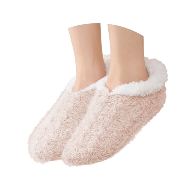 Yuanlong Womens Low Cut Ankle Socks Fuzzy Lined Non- Floor Socks Warm Cozy Indoor Home Wear Comfortable Slipper Socks