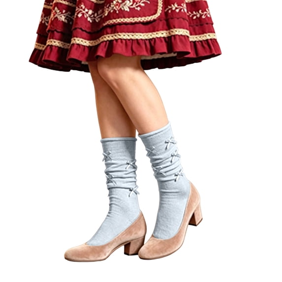 Yuanlong Womens Mid-Calf Socks Elegant Knit Hosiery Everyday Comfort Soft Daily Wear Breathable Hosiery