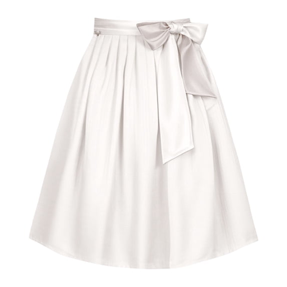 Yuanlong Womens Midi Skirts Solid High Waist Pleated Tie Belt Skirts Flowy Casual Spring Summer Outings Summer Lady Skirts