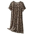 thumbnail image 1 of Yuanlong Womens Nightgown Leopard Print Crewneck Short Sleeve Sleep Dress Summer Spring Cool Loungewear Trendy Nightshirts, 1 of 3