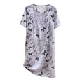 thumbnail image 1 of Yuanlong Womens Nightgown Short Sleeve Butterflies & Floral Print Nightshirts Cozy Home & Evening Wear Elegant Pajama Dress, 1 of 4