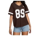 thumbnail image 1 of Yuanlong Womens Number 89 Graphic T Shirt V Neck Football Short Sleeve Tee Relaxed Fit Sport Hop Travel Casual Top, 1 of 4