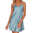 thumbnail image 1 of Yuanlong Womens Pajama Dresses Sleeveless Spaghetti Strap Plain Thin Silk Nightwear Summer Cool Romantic Valentine Loungewear For Lady, 1 of 4
