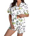 thumbnail image 1 of Yuanlong Womens Pajama Set 2-Piece Short Sleeve Buttoned Collar Shirts & Shorts Golf Pattern Sleepwear Casual Funny Home Loungewear, 1 of 4