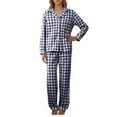 thumbnail image 1 of Yuanlong Womens Pajama Sets Button Down Notch Collar Long Sleeve Tops & Pants Gingham 2-Piece Sleepwear Spring Fall Loungewear Ladies Comfort Pajama, 1 of 4