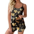 thumbnail image 1 of Yuanlong Womens Pajamas Set 2-Piece Spaghetti Strap Vest & Shorts Glitter Heart Star Print Sleepwear Valentine Shiny Dreamy Lady Pjs, 1 of 4