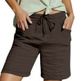 thumbnail image 1 of Yuanlong Womens Pants Drawstring Smocked Waist Straight Wide Leg Shorts Summer Athleisure Plain Ladies Pants With Pocket, 1 of 4