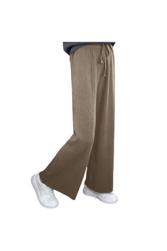 Womens Pants Drawstring Waist Wide Leg Knit Trousers Warm Relaxed Early Daily Commute Comfortable Stylish Pants