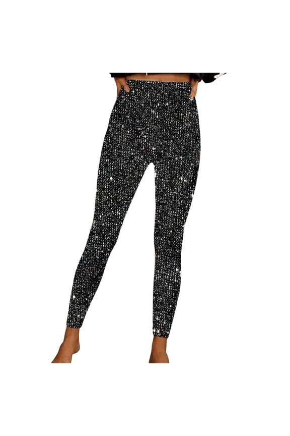Womens Pants Full Sequin Elastic Waist Slim-Fit Jogger Pants Stylish Carnival Party Eye-Catching Trousers For Lady