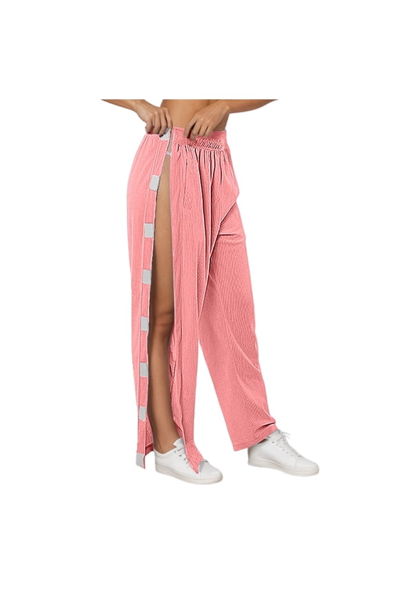 Womens Pants Full Side Split Trousers with Hook and Loop Built-in Drawstring Easy On Off Rehab Easy Dressing Bottoms