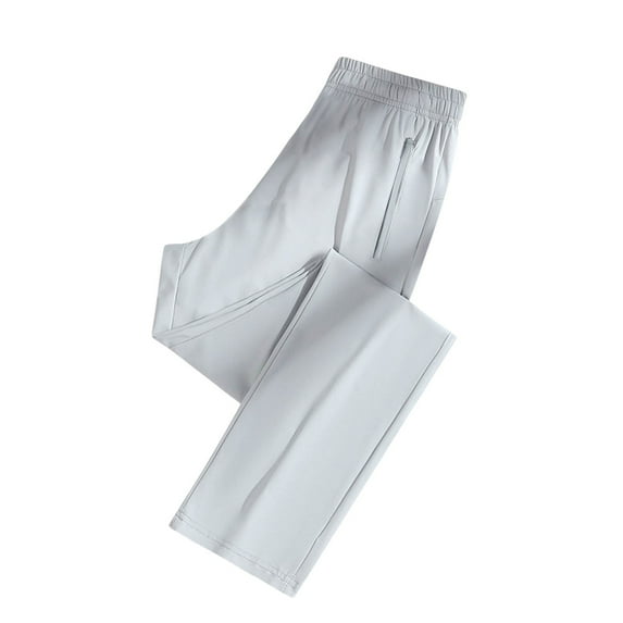 Yuanlong Womens Pants Plain Smocked Elastic Waist Straight Leg Sweat Pants Fall Commute Zipper Pockets Ladies Trousers