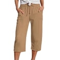 thumbnail image 1 of Yuanlong Womens Pants Plus Size Drawstring Wide Leg Lightweight Capri Pants Summer Sweatpants For Hiking Walking Sports, 1 of 5