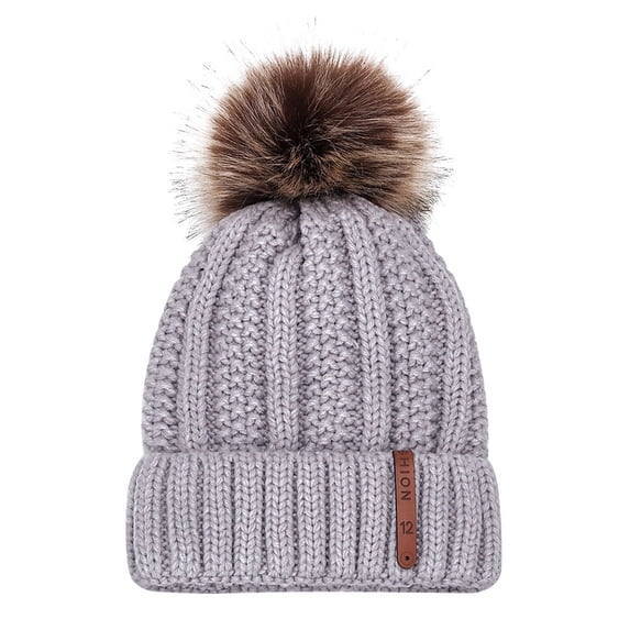 Yuanlong Womens Pompom Beanie Hat Lined Cable Knit Winter Warm Skull Cap Soft Stretchy Casual Outdoor Headwear