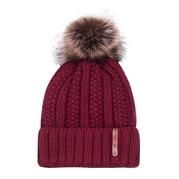 Yuanlong Womens Pompom Beanie Hat Lined Cable Knit Winter Warm Skull Cap Soft Stretchy Casual Outdoor Headwear
