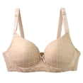 thumbnail image 1 of Yuanlong Womens Push Up Bra Plaid Print Seamless Bralettes Underwire Support Adjustable Strap Side Coverage Comfort Shaping Bra, 1 of 7