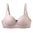 thumbnail image 1 of Yuanlong Womens Push Up Bra Plaid Print Seamless Bralettes Underwire Support Adjustable Strap Side Coverage Comfort Shaping Bra, 1 of 6