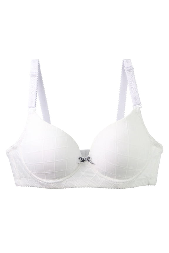 Womens Push Up Bra Plaid Print Seamless Bralettes Underwire Support Adjustable Strap Side Coverage Comfort Shaping Bra
