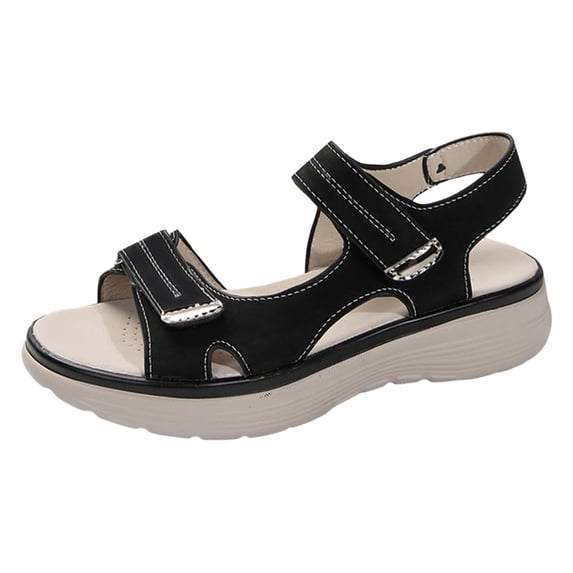 Yuanlong Womens Sandals Adjustable Hook And Loop Platform Summer Sandals Open Toe Hollow Out Beach Shoes