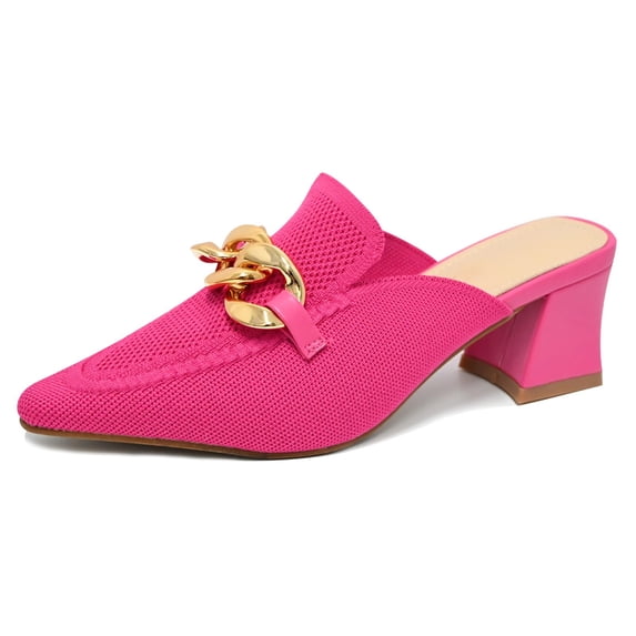 Yuanlong Womens Sandals Block Heeled Sandals Summer Closed Pointed Toe Mesh Breathable Elegant Footwear