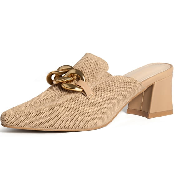 Yuanlong Womens Sandals Block Heeled Sandals Summer Closed Pointed Toe Mesh Breathable Elegant Footwear